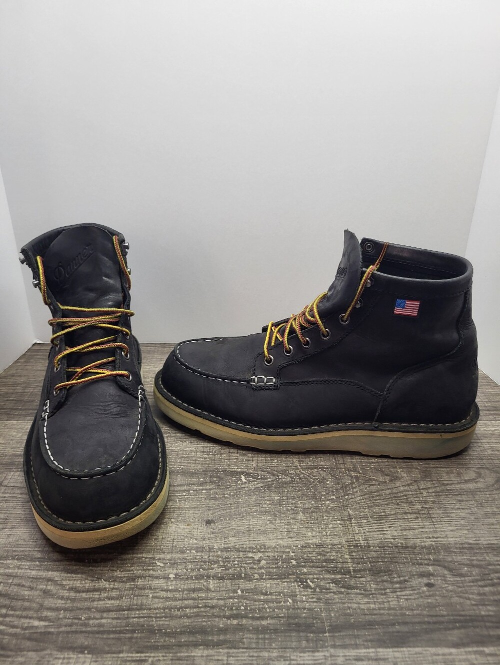 Danner Bull Run Moc Regular Toe Black Leather Boots Mens Size 9.5